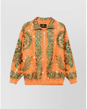 Etro Floral Sequin Embellished Jacket - Orange