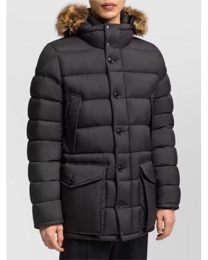 Moncler Down Hooded Midi Puffer Coat - Black