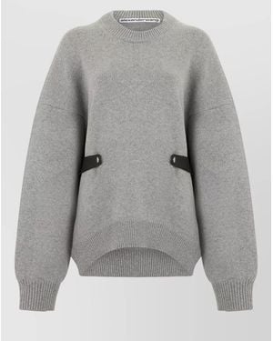 Alexander Wang Wool Blend Sweater Belt Detail - Gray