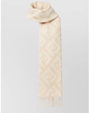 Fendi Ff Long Jacquard Knit Macro Motif Scarf - White