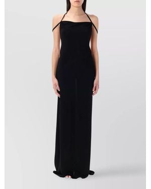 Marine Serre Draped Jersey Maxi Dress - Black
