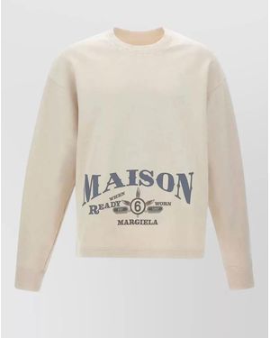 MM6 by Maison Margiela Cotton Logo-Print Crew-Neck Sweatshirt - Natural