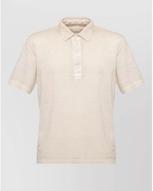 120% Lino Short-Sleeve Polo Shirt - Natural