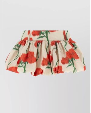 KENZO Archive Rose Bubble Hem Floral Pleated Skirt - Red