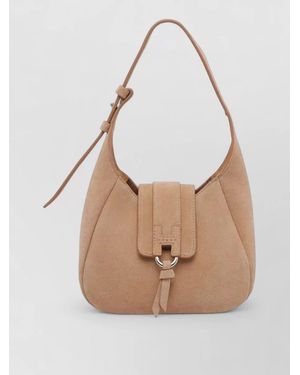 Hogan H-Hobo Mini Suede Shoulder Bag - White