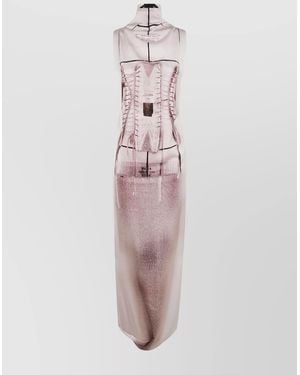 Jean Paul Gaultier Draped Printed Midi Dress - Pink