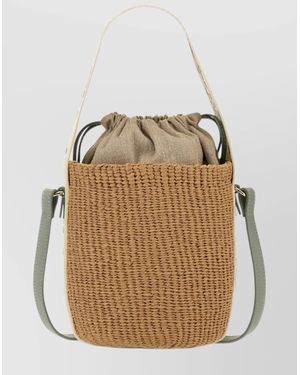 Chloé Small Woody Bucket Bag With Dual Handles - Natural