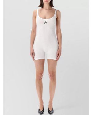 Marine Serre Moon Logo Short Jersey Catsuit - White