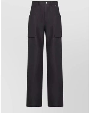 Rick Owens Cotton Wide-Leg Trousers - Blue
