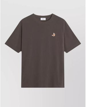 Maison Kitsuné Organic Cotton Crew Neck T-Shirt - Grey