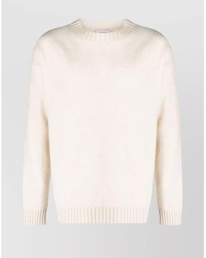 Laneus Knitwear With Long Sleeves And Ribbed Finish - White
