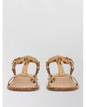 Ash Patsy Bis Flat Sandal Open Toe Studs - Natural