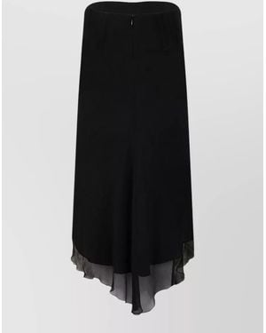 Victoria Beckham High Waist Wide Leg Midi Skirt - Black