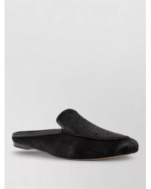 forte_forte Pony Hair Flat Sole Round Toe Mules - Black
