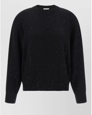 Brunello Cucinelli Diamante Cashmere Silk Jumper Crew Neck - Black