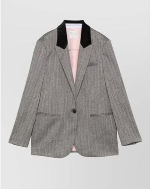 forte_forte Single Breasted Tailored Blazer Velvet Collar - Gray