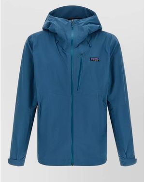 Patagonia Nylon Waterproof Hooded Raincoat - Blue