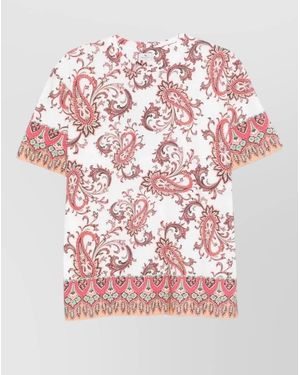 Etro Paisley Print Cotton Short-Sleeve T-Shirt - Pink