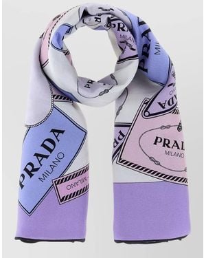 Prada Printed Twill Foulard Rectangular Shape - Blue