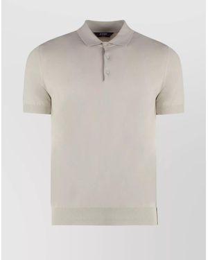 K-Way Knitted Cotton Short-Sleeve Polo Shirt - Natural