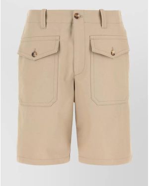 McQueen Cotton Cargo Tailored Shorts - Natural