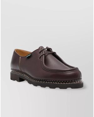 Paraboot Chunky Sole Lace-Up Leather Loafers - Brown