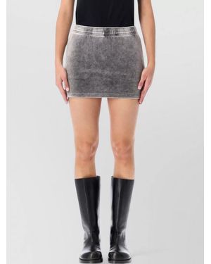 T By Alexander Wang Washed Mid-Rise Mini Skort With Embossed Logo - Gray