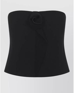 Giorgio Armani Silk Strapless Cropped Top - Black
