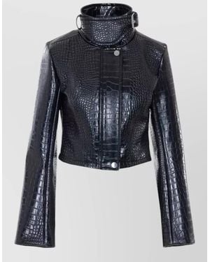 Sportmax High Collar Long Sleeves Cropped Jacket - Blue