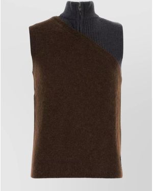 Fendi Textured Sleeveless Turtleneck Sweater - Brown