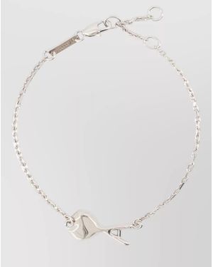 Ami Paris Hammered Ami De Coeur Thin Metal Bracelet - White