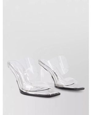 McQueen Sandals Clear Straps Leather Wedge Heel - White