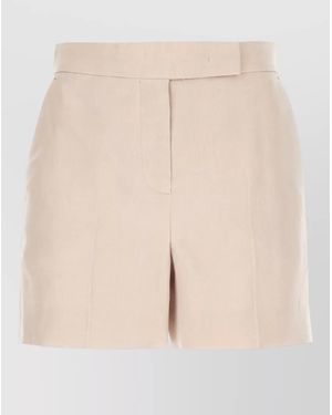 Max Mara Linen Shorts Belt Loops Buttoned Back Pockets - Natural