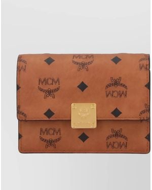 MCM Compact Wallet Chain Strap - Brown