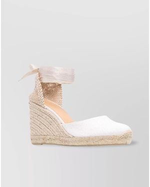 Castañer Cotton Tie-Fastening Wedge Espadrilles - White
