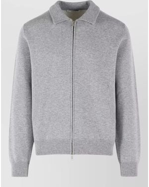 Lardini Double Wool Bomber Jacket Long Sleeves - Gray