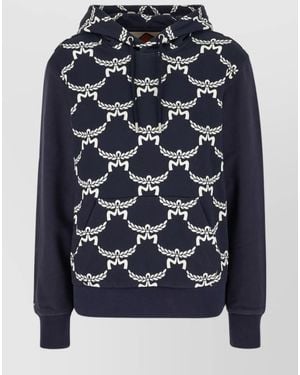 MCM Printed Cotton Hooded Sweatshirt - Blue