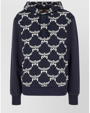 MCM Cotton Sweatshirt Hood Graphic Print - Blue