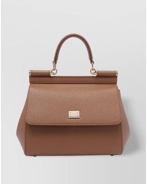 Dolce & Gabbana Sicily Medium Leather Shoulder Bag - Brown