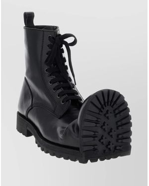 Comme des Garçons Leather Combat Boots - Black