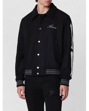 Amiri Jacket Contrast Stripes Ribbed Hem Pocket - Black