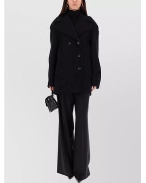 Sportmax Virgin Wool Double-Breasted Coat - Black