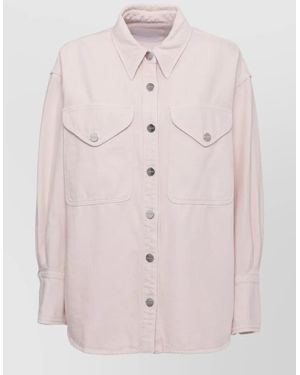 Dondup Collar Shirt Long Sleeves Logoed Buttons Pockets - Pink