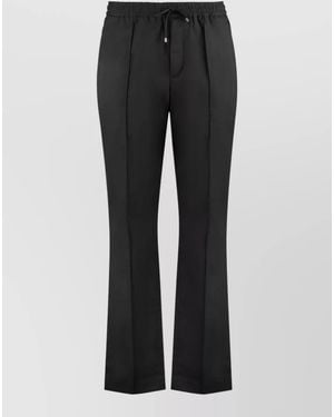 Valentino Garavani Straight Leg Cotton Trousers Elastic Waistband - Black