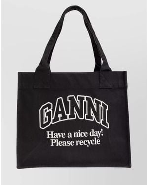 Ganni Cabas Large Canvas Tote Bag - Black