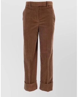 Thom Browne Cotton Corduroy Cropped Straight-Leg Pants - Brown