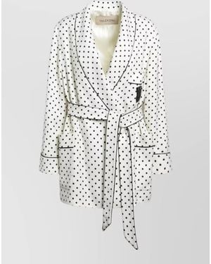 Valentino Printed Single Breasted Coat - White