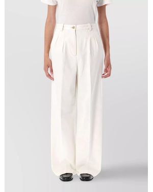 A.P.C. Denim High-Rise Pleated Wide-Leg Trousers - White