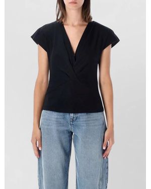Isabel Marant Modern Draped Wrap V Neck T-Shirt - Blue