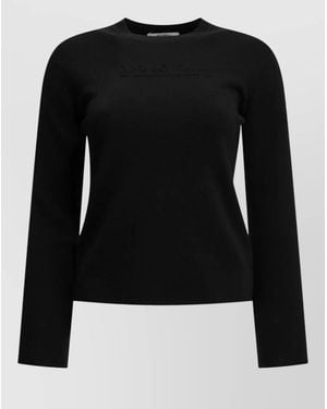 Max Mara Crew Neck Virgin Wool Long Sleeve T Shirt - Black